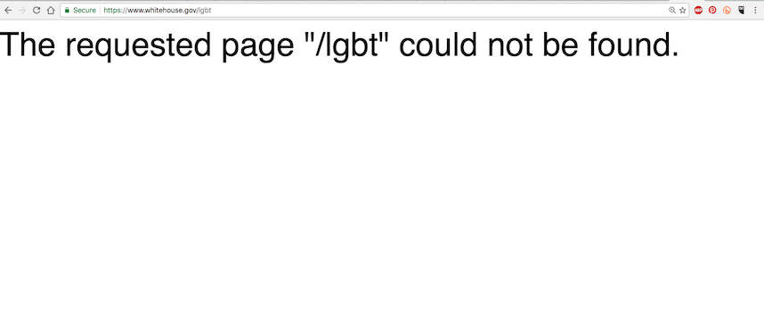 |<image-caption></p>
<p>(Text enlarged)
<p></image-caption>|whitehouse.gov/lgbt” title=”|<image-caption>
<p>(Text enlarged)
<p></image-caption>|whitehouse.gov/lgbt” /></div>
<p><!-- END scald=2816 --></div>
</div>
<p>This could be part of the transition as the new website design goes live. Metro will update you if Trump’s White House site has a page for LGBT issues.</p>
<div class=