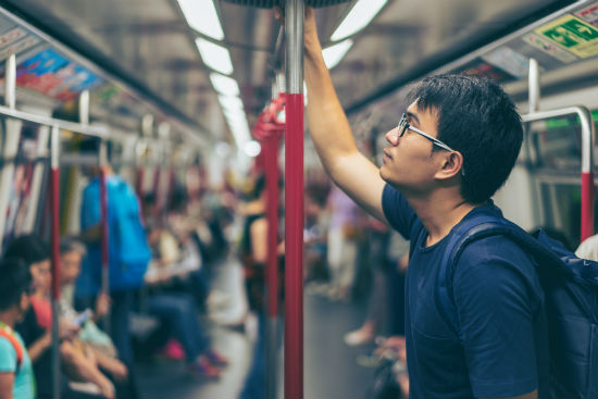 backpacks on the subway