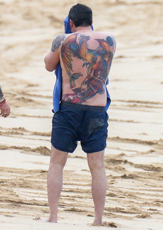 Ben Affleck Beach Filming Tattoo