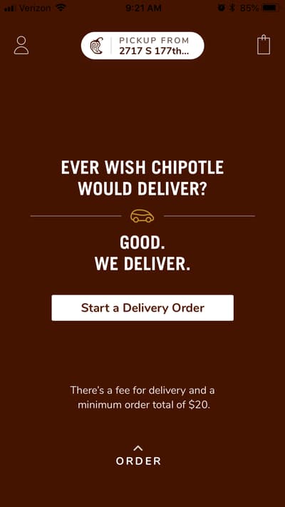 Chipotle delivery through app
