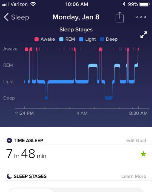 fitbit good sleep pattern