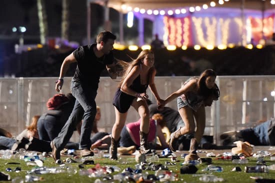 People running from the Las Vegas shooting