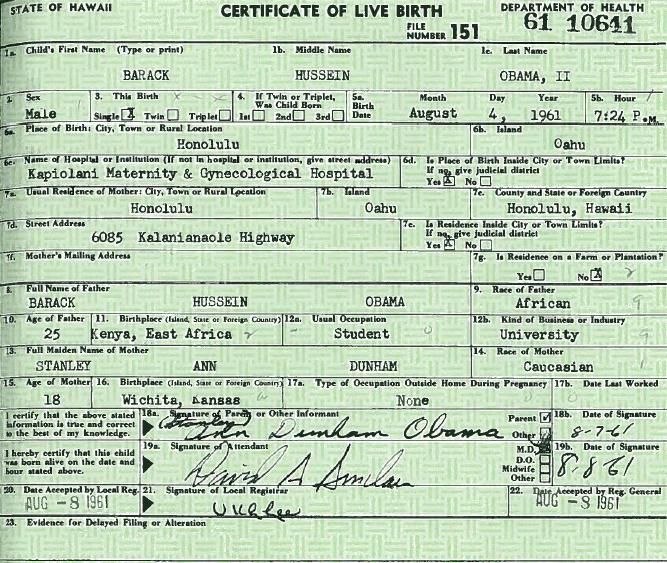 Barack Obama real birth certificate