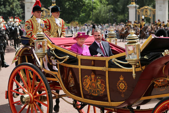 Queen Elizabeth II in her gold-plated carriage