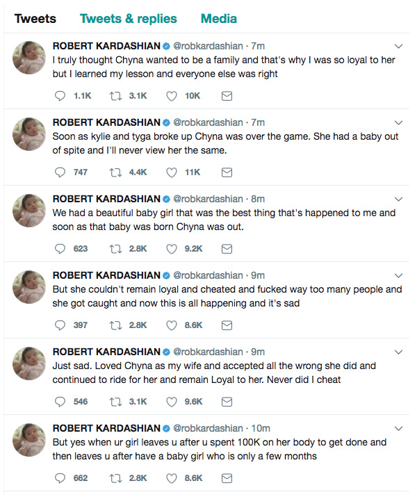 Rob Kardashian Twitter Rant July 2017