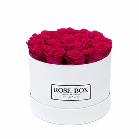 Rose Box Small White Box With Red Flame Roses