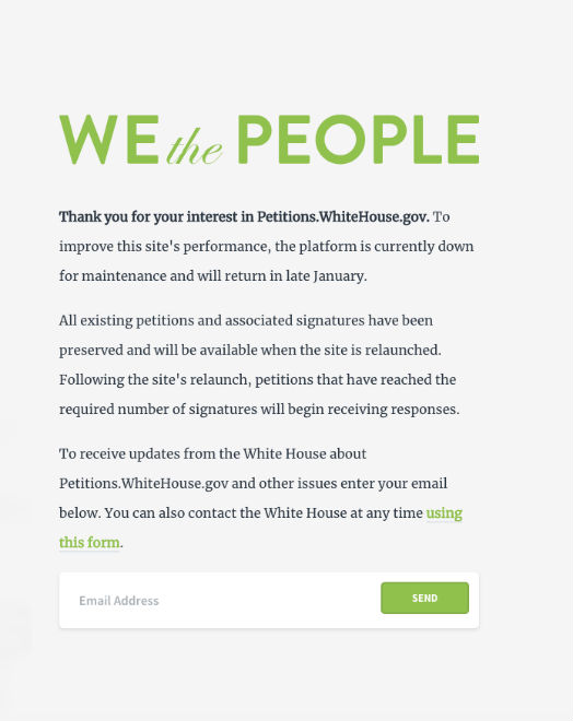 White House revamping petition site.